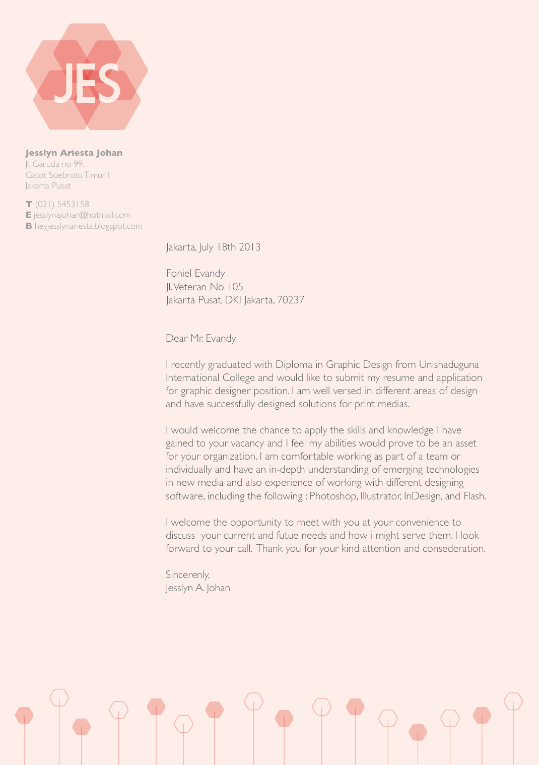 Sample cover letter in graphics designer